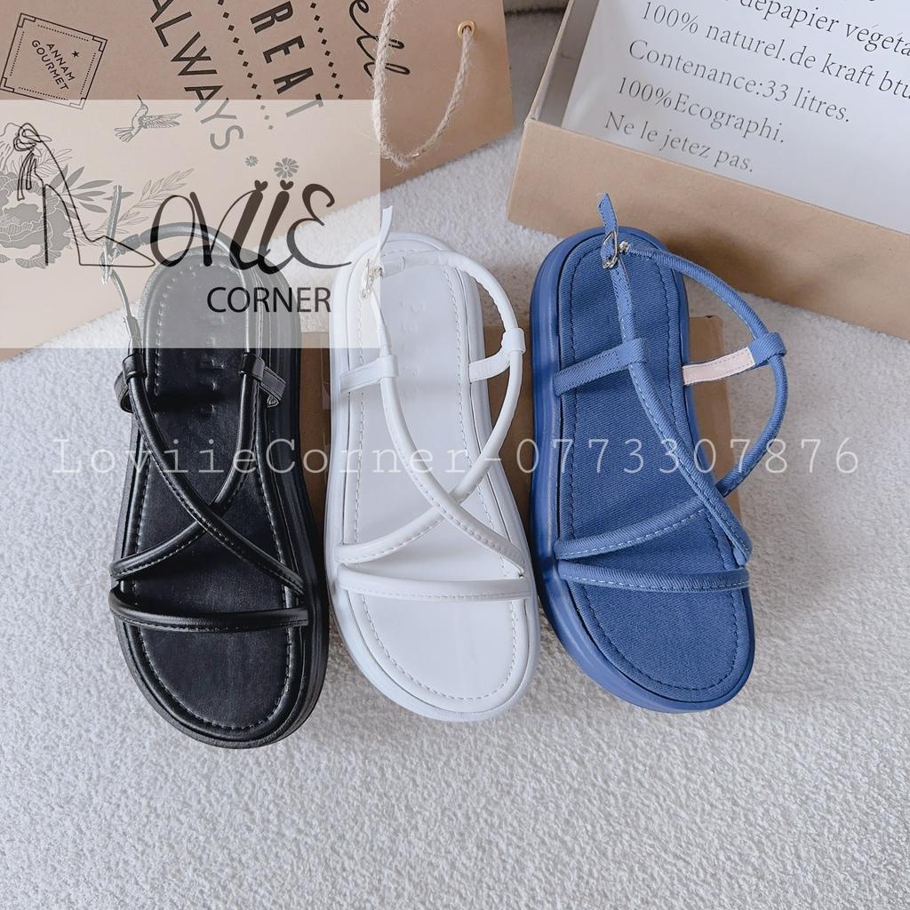 SANDAL XUỒNG LOVIIECORNER - GIÀY ĐẾ BẰNG PHONG CÁCH THỜI TRANG QUAI NGANG CHÉO MẢNH HIỆN ĐẠI - S230515