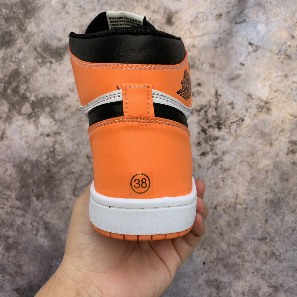 Giày thể thao Jordan cao cô cam đen, giày sneaker JD1 high đen cam, Giày thể thao JD1 Orange/Black  nam nữ