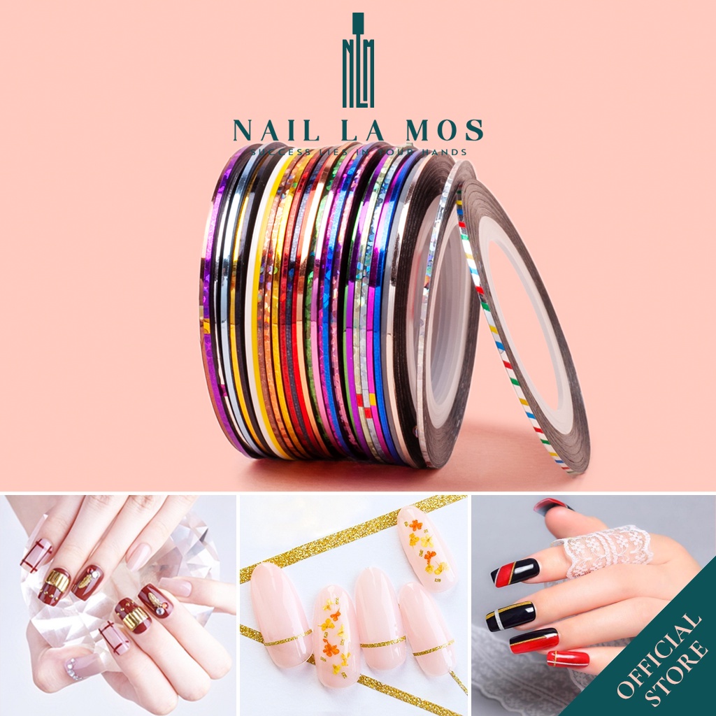 Set 30 cuộn line nail mix các màu sắc - line trang trí móng tay đa phong cách