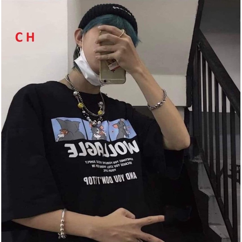 Áo Thun Nam Nữ Cổ Tròn Unisex Form Rộng Mèo Chuột☘Phông Basic Cotton Oversize Sad boiz cá tính trend 2022 giá rẻ