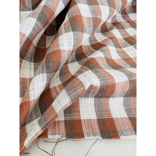 Vải linen gân carô màu vintage