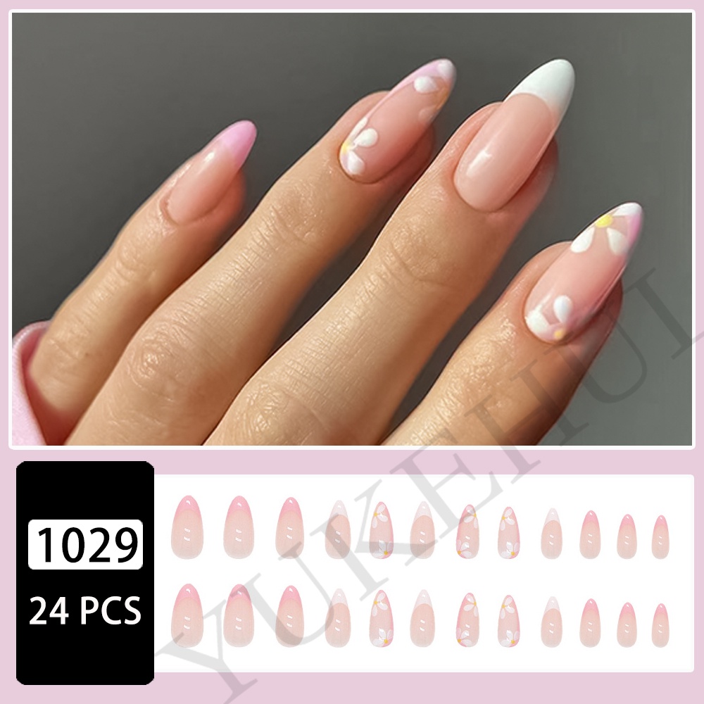 Bộ 24 Móng Tay Giả Ngắn 1029 Dạng Nhấn Chất Lượng Cao