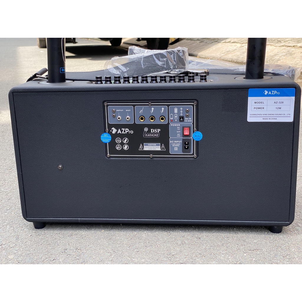 Loa Kéo karaoke bass đôi AZPRO AZ- 328 Chất Lượng Cao - Bass 16 kèm 2 Micro không dây kim loại