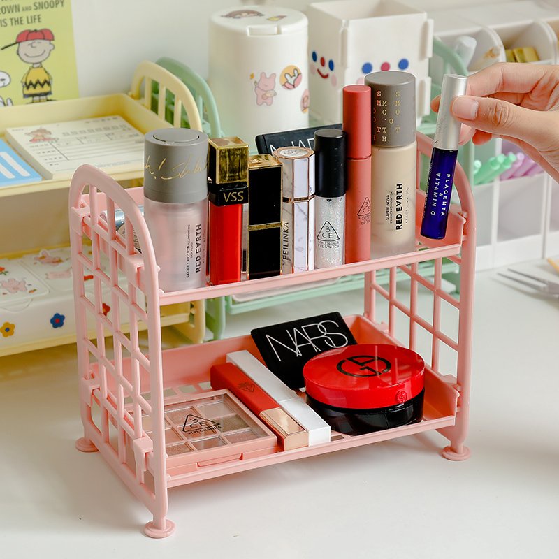 Kệ Nhựa Mini 2 Tầng, Giá Để Đồ 2 Tầng Mini Lắp Ghép
