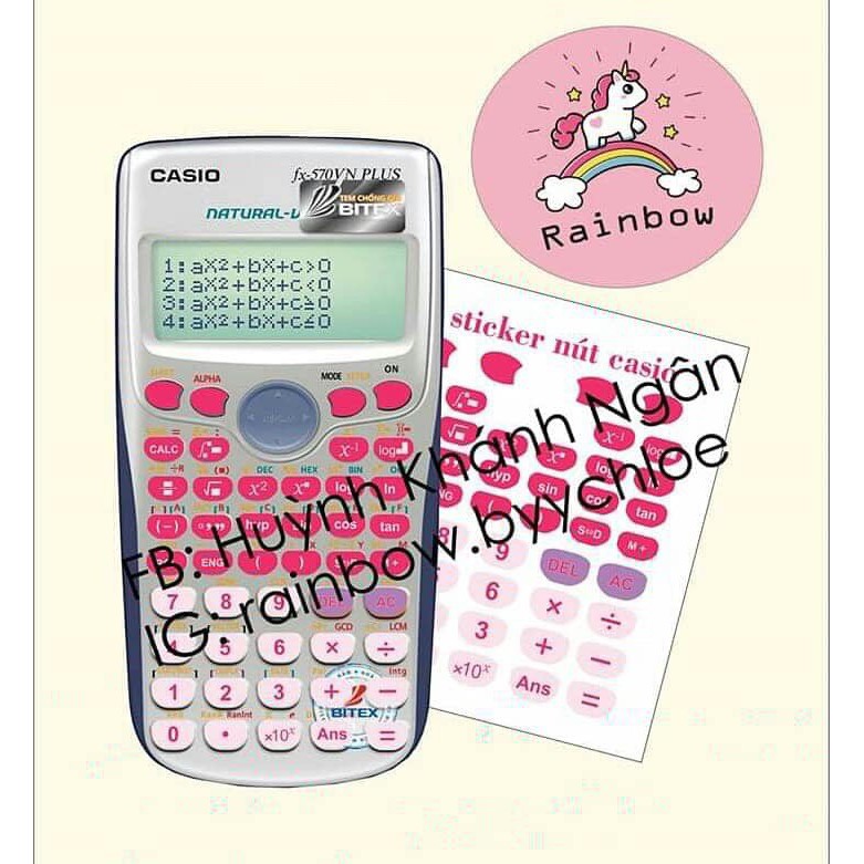 miếng dán nút phím màu hồng đậm máy tính bỏ túi cầm tay casio fx 570 vn plus