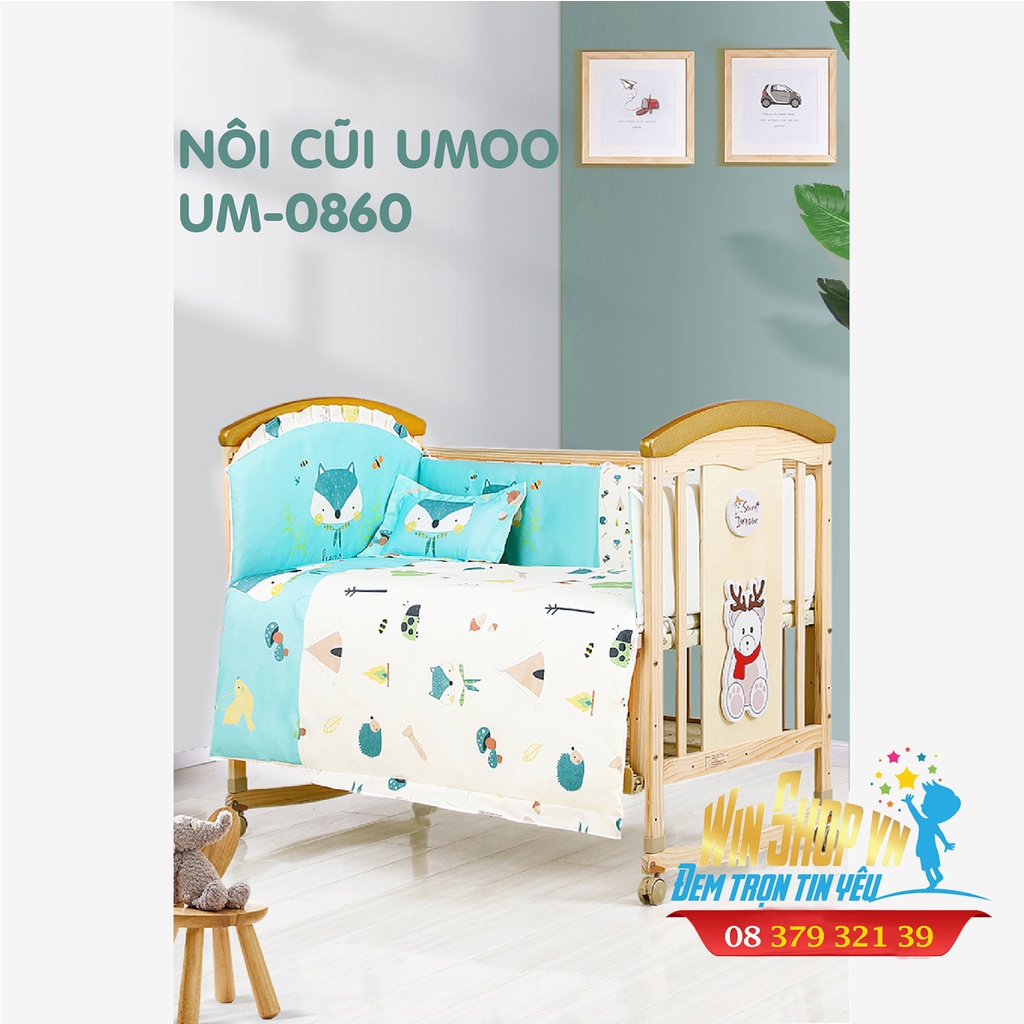 Nôi cũi UMOO UM-0860 màu gỗ