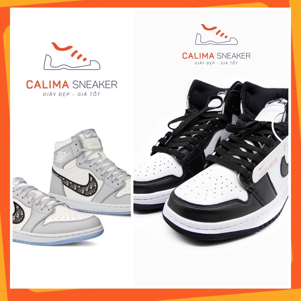 Giày sneaker nam, giầy sneaker nữ JD1 Panda cổ cao đen trắng  / JD Dior Xám / Calima Sneaker
