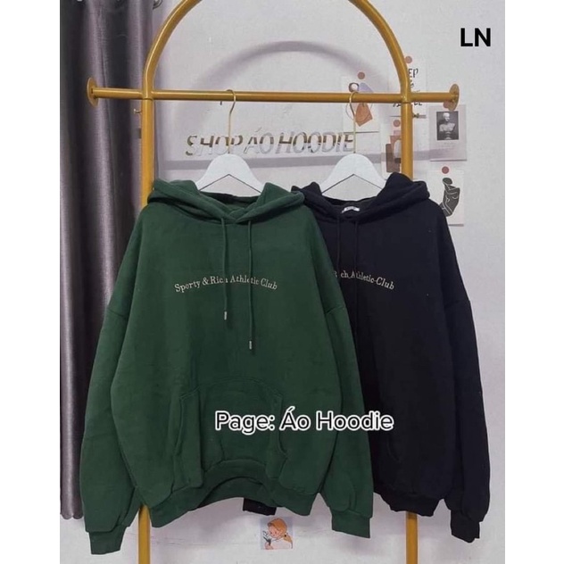 Áo hoodie dòng chữ nhỏ Sporty mũ 2 lớp DA6