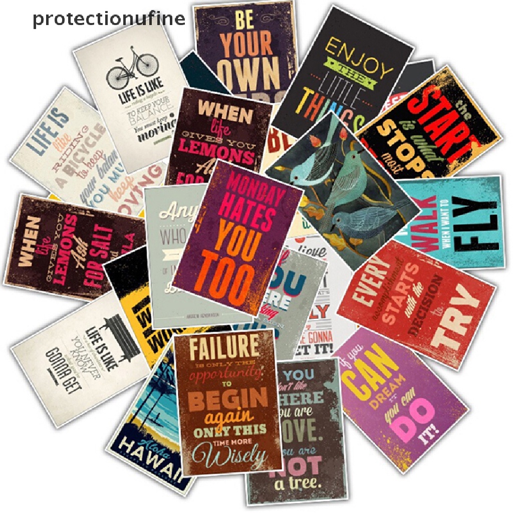 Set 25 Sticker Câu Nói Truyền Cảm Hứng Dán Trang Trí Ván Trượt / Laptop / Hành Lý PR3VN