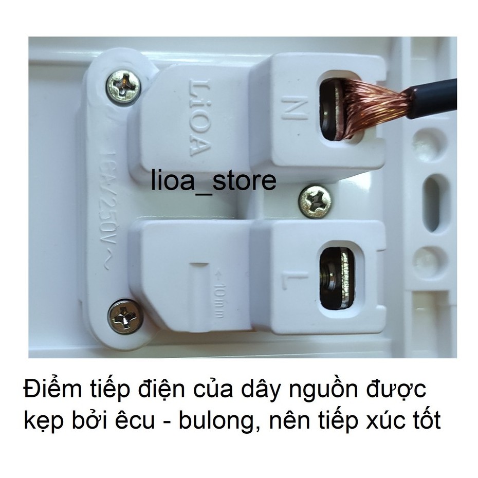 Ổ ĐÔI 2 CHẤU VỚI 1 LỖ TRÒN VÀ 2 LỖ TRÒN LiOA - VIỀN PHẲNG,