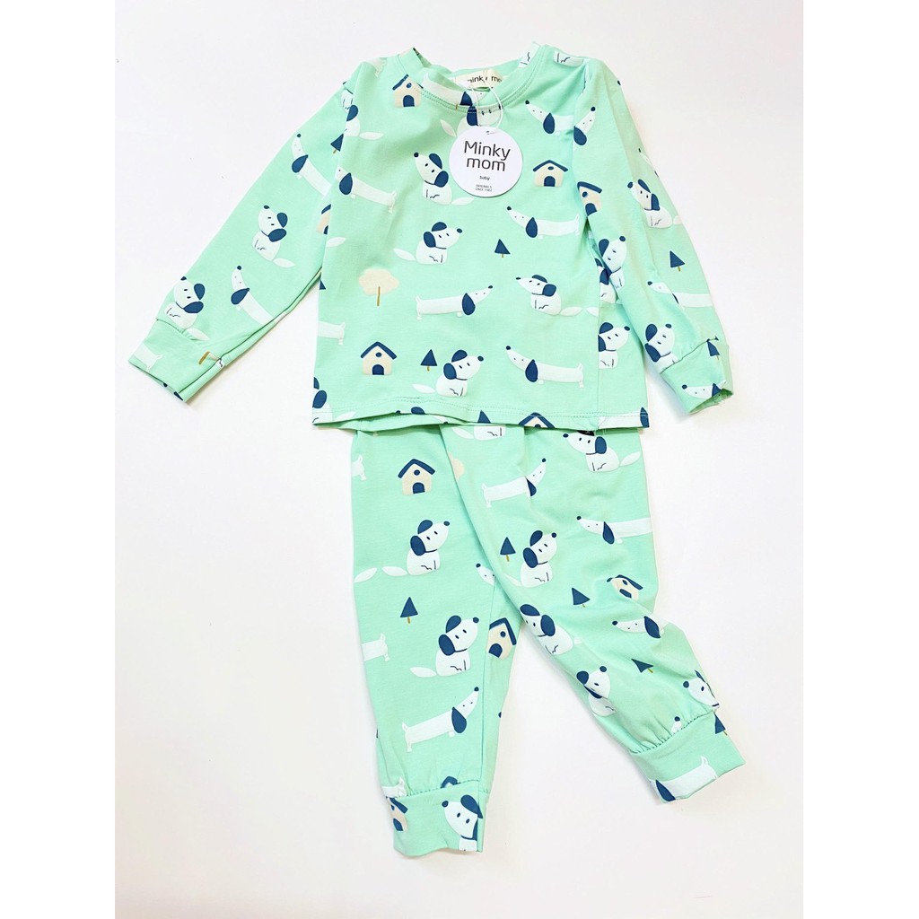 Bộ Cotton 100%  Minky Mom In Họa Tiết con vật - cầu vồng Cho Bé trai và bé gái