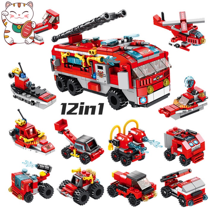 Siêu Xe Cứu Hỏa Siêu Khủng 561 Chi Tiết 12 Trong 1 Đồ Chơi Ghép Hình Lắp Ghép Thông Minh Lego Panlos MOC DIY