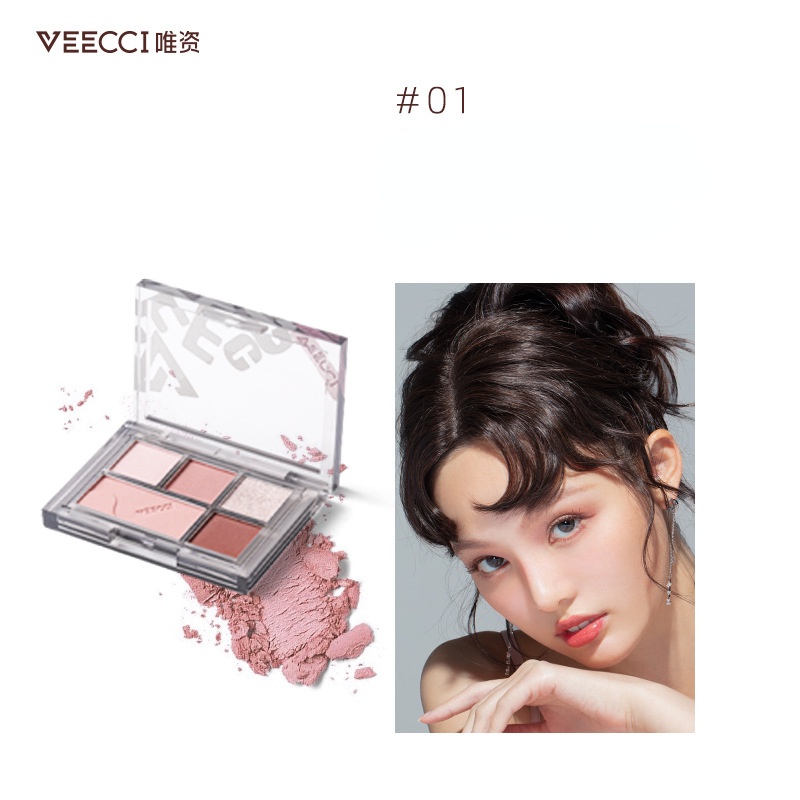 Bảng Phấn Mắt Veecci Năm Màu Sắc Tông Lì / Hiệu Ứng Ngọc Trai Lâu Trôi