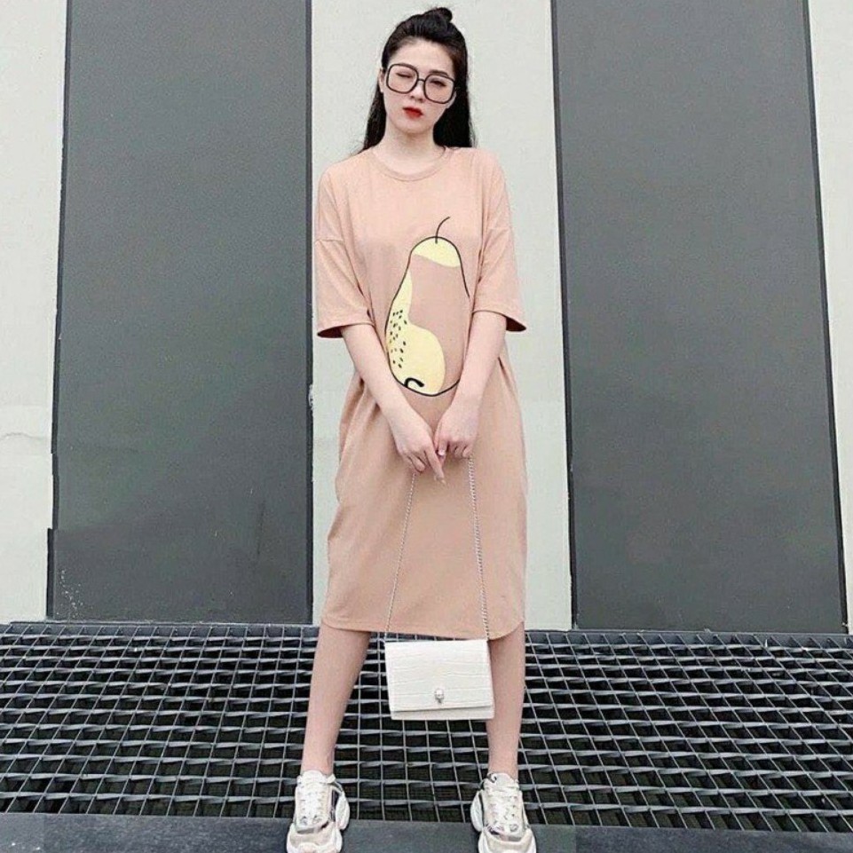 Đầm Suông Nữ Váy Dáng Dài In Họa Tiết Hình Hoa Quả Chất Thun Cotton Hàng VNXK | WebRaoVat - webraovat.net.vn