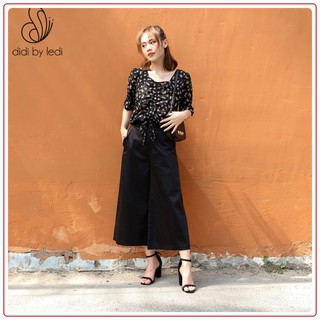 Quần công sở cullotes, quần kaki ống rộng cạp cao DIDI BY LEDI, màu Đen size S M L XL -QQT857