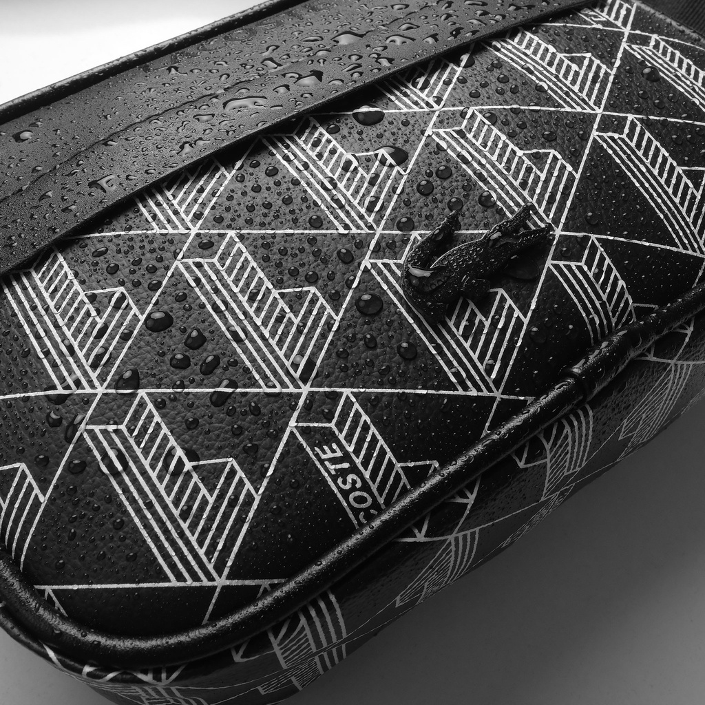 Túi Đeo Chéo Lacoste Men’s The Blend Small Monogram Canvas Crossbody Bag Màu Đen