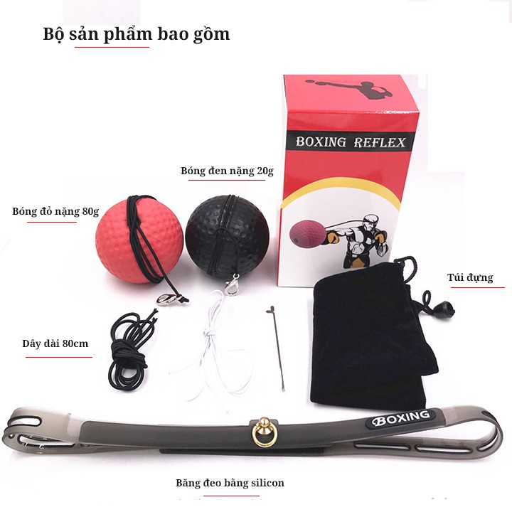 Bộ bóng đấm boxing tập phản xạ đeo đầu FX309