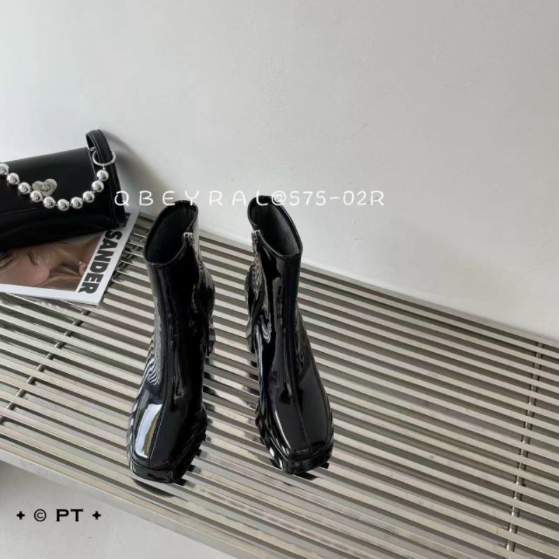 Pt Boot Đế Đúp 9p Qbey Cổ Cao Da Bóng Mềm Êm Fullbox Cao Cấp