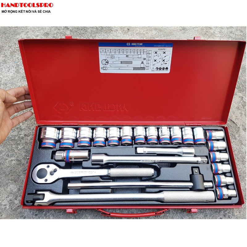 1/2 Bộ tuýp 24 chi tiết hệ mét Kingtony 4526MR01