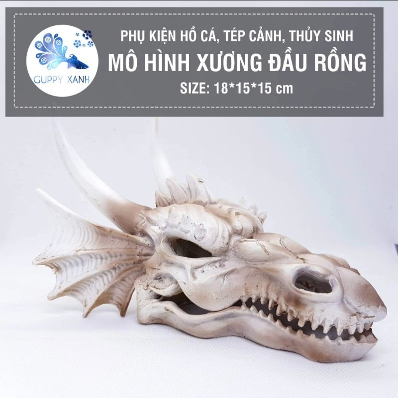 Đồ trang trí đầu lâu rồng trang trí bể cá lóc , hồ thủy sinh