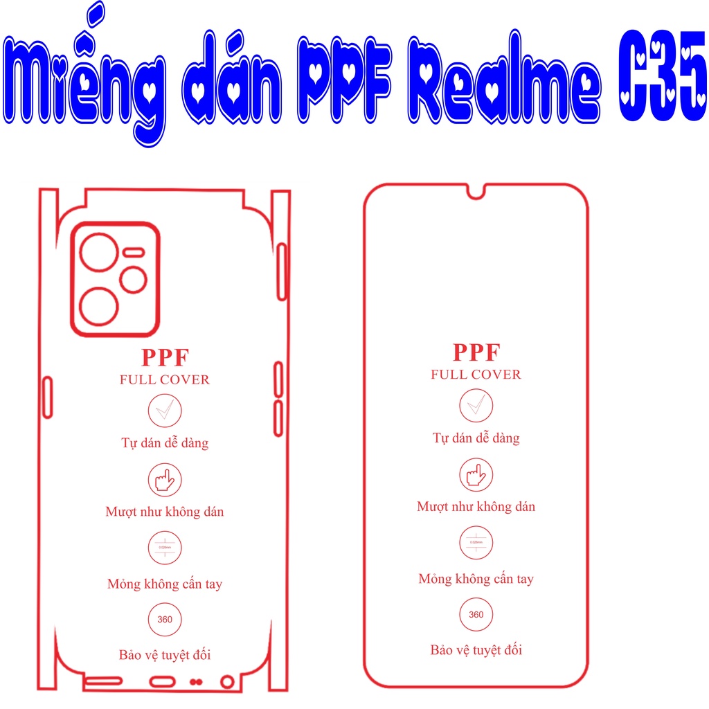 Miếng dán ppf bảo vệ điện thoại realme C35 khỏi trầy xước, xỉn màu