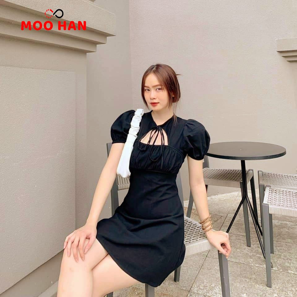 BIGSIZE MOOHAN, ĐẦM BIGSIZE CỔ TÀU HỞ NGỰC NƠ CỔ GỢI CẢM