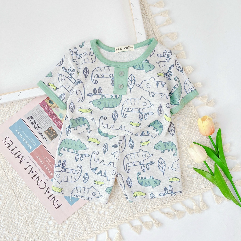 [MÀU NGẪU NHIÊN] Combo 4 Bộ Cộc Tay Cho Bé Trai, Bé Gái Minky Mom Vải Cotton Borip, Bộ Quần Áo Trẻ Em Mặc Nhà MKM2212