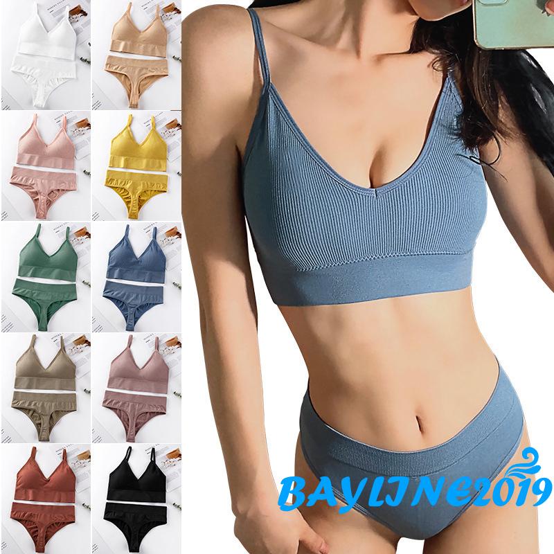 Set Đồ Lót Màu Trơn Lưng Cao Quyến Rũ Cho Nữ