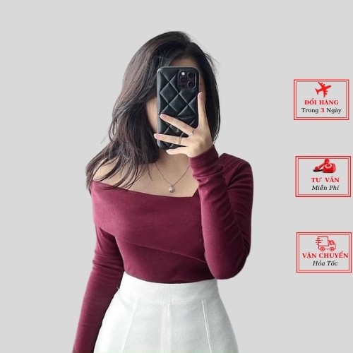 Áo thun body dài tay trễ vai màu đen trắng đỏ đô tôn dáng ulzzang Hàn Quốc thời trang nữ yolo fashion