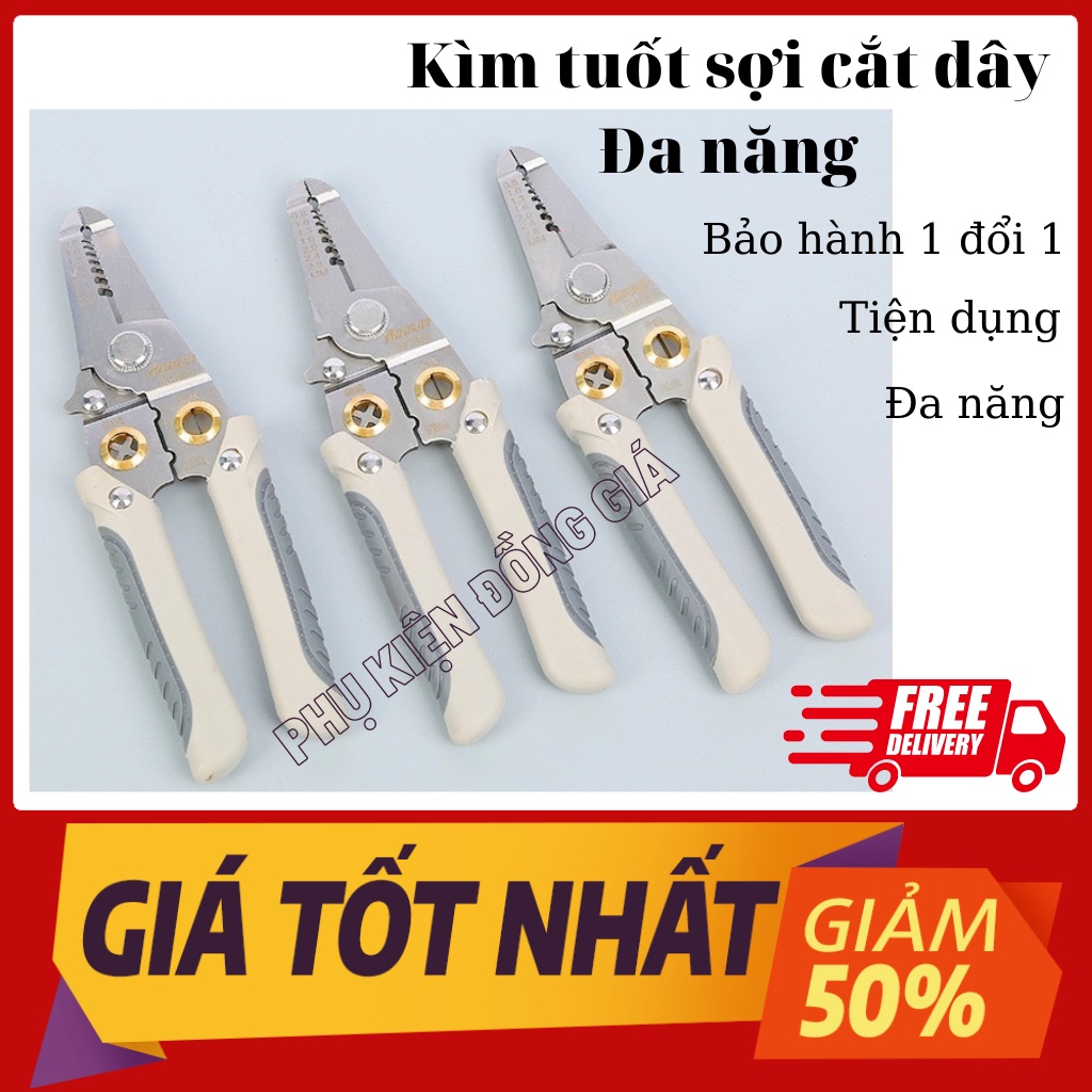 Kìm Cắt dây điện, tuốt sợi đa năng 9 trong 1 hàng Nhật cao cấp