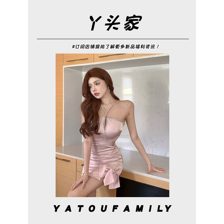 Đầm Hai Dây Vải Satin Dáng Ôm Đính Nơ Thời Trang Mùa Hè Quyến Rũ Cho Nữ