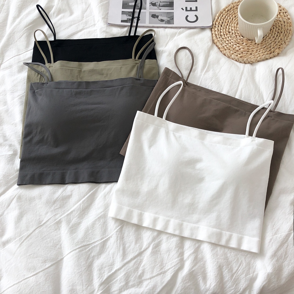 Áo Bra Hai Dây Có Mút Đệm Dáng Ngắn Thời Trang Quyến Rũ Cho Nữ