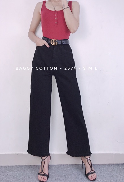 QUẦN JEAN BAGGY LOE ĐEN TUYỀN ỐNG RỘNG