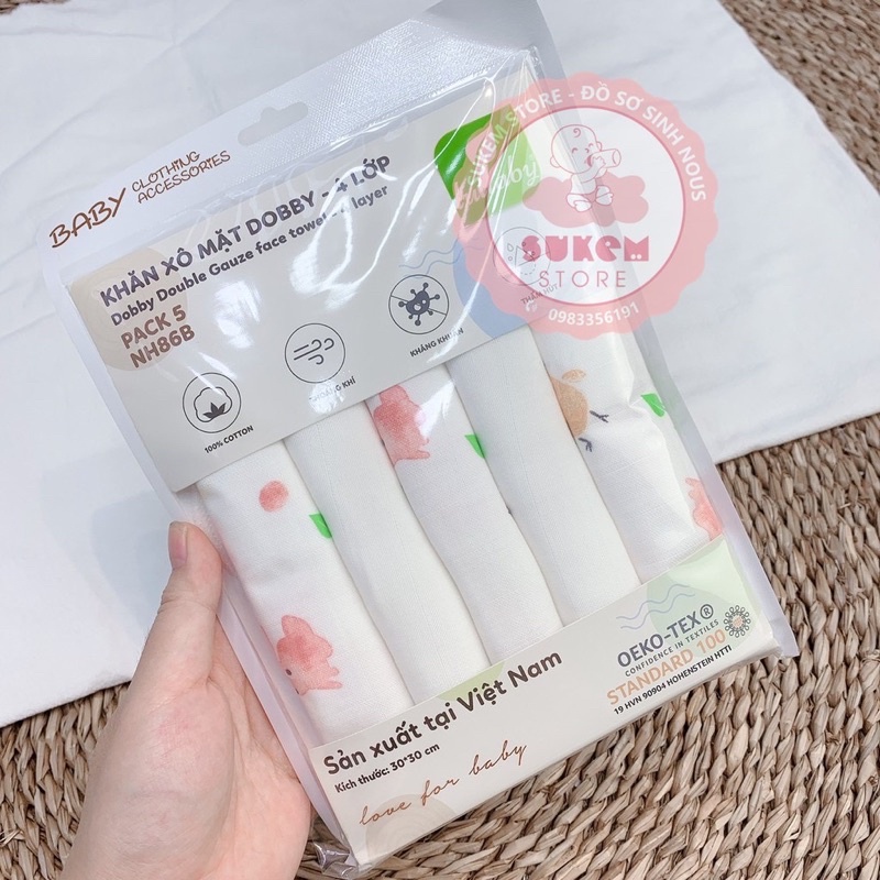 Khăn Sữa Lullaby / Khăn Xô Rửa Mặt 4 Lớp Siêu Mềm Mịn Kích Thước 30cmx30cm
