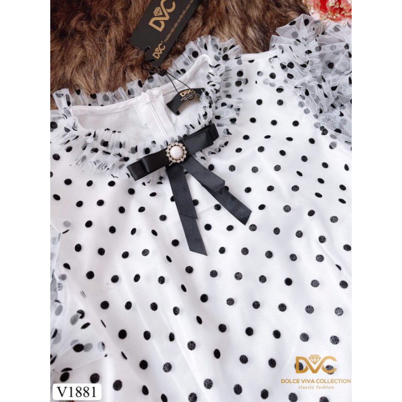 [VÁY ĐI TIỆC CAO CẤP] Váy xòe chấm bi trắng tay bồng | BigBuy360 - bigbuy360.vn
