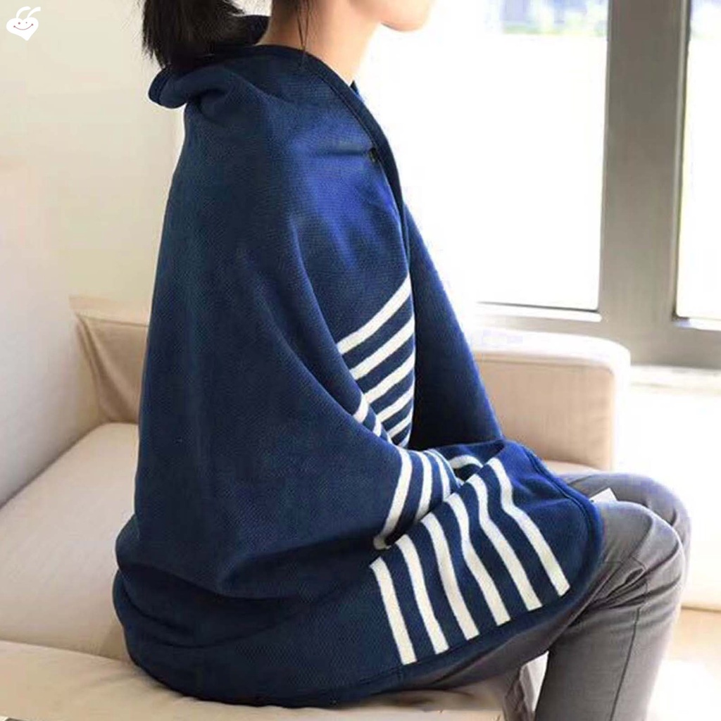 Khăn Choàng Hai Mặt Ấm Áp Đa Năng Họa Tiết Kẻ Sọc Cho Văn Phòng/Nhà Ở/Văn Phòng