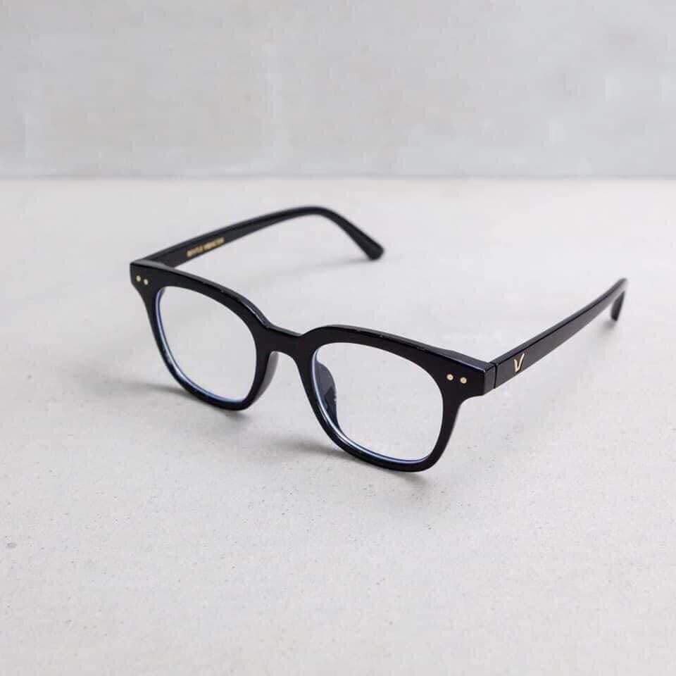 Kính cận nam nữ thời trang cao cấp chữ V, mắt kính không độ chống ánh sáng xanh phong cách Hàn Quốc LUMINA 046