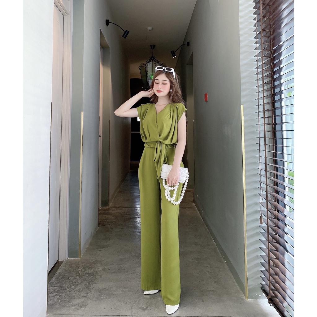 Bộ Quần Áo Nguyên Set Quần Phối Áo Xếp Ly Vai Quần Suông Màu Xanh Nude Cam Hàng Hiệu Form Dáng Chuẩn Thoải Mái Sành Điệu | BigBuy360 - bigbuy360.vn