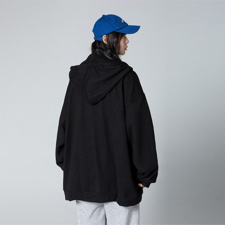 Áo hoodie nam nữ có khóa kéo thêu chữ dơn giản thời trang phong cách Hàn Quốc cho nam tay dài hoodie áo hoodie nữ form rộng Áo khoác gió hoodie zip