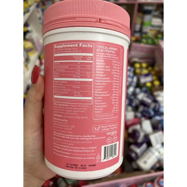 Bột Collagen thuỷ phân- Vital Proteins Collagen Peptides Powder - Nhập khẩu Mỹ - giup bổ sung collagen cho cơ thể