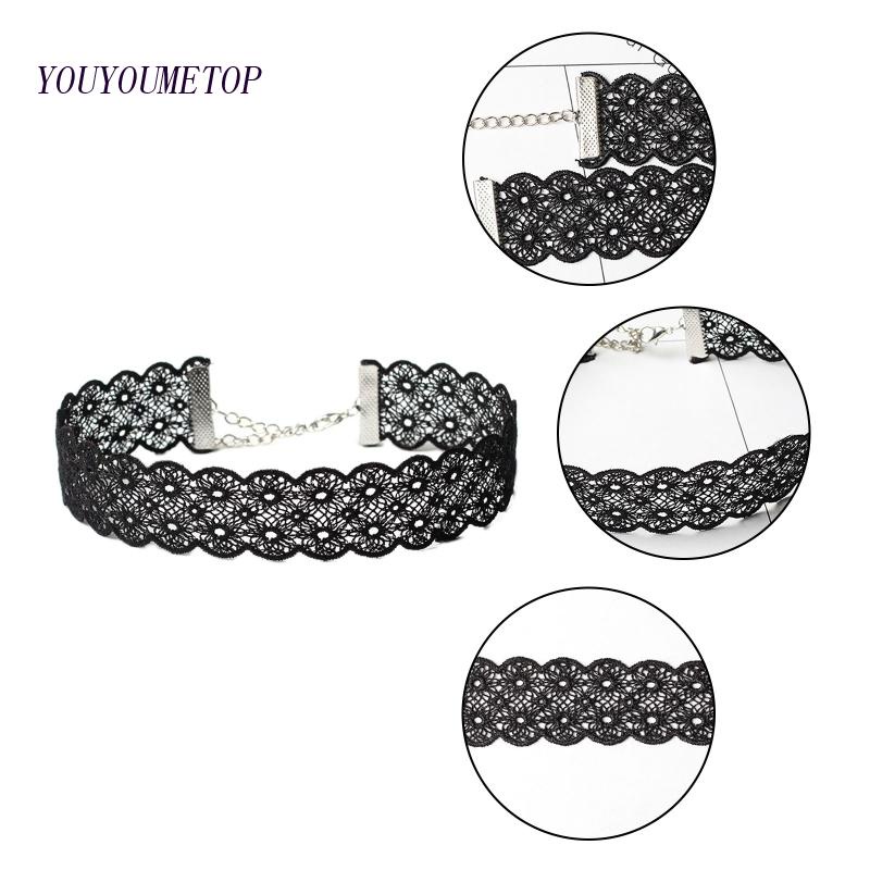 Vòng Cổ Choker Ren Bản Rộng Kèm Nịt Bít Tất Phong Cách Gothic Lolita YOUYO
