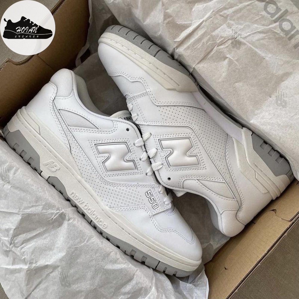 Giày New Balance 550 White Grey Sneaker Nam Nữ - Giày NB550 Cổ Thấp Trắng Xám