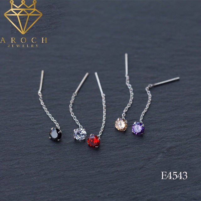 Khuyên tai bạc Ý s925 nhiều màu E4543 - AROCH Jewelry