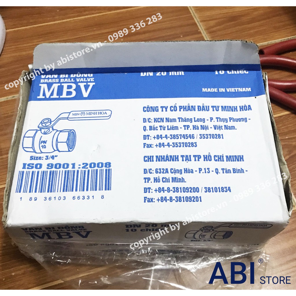 Van bi đồng tay gạt MBV dn15 (1/2) và dn20 (3/4) Việt Nam