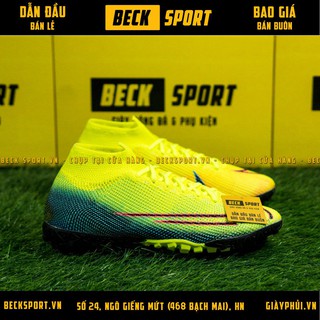 Giày Bóng Đá Mercurial Dream Speed Superfly 13 Elite Nõn Chuối Xanh Ngọc Vạch Đen Cao Cổ TF
