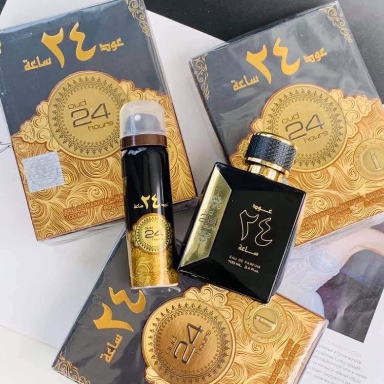 NƯỚC HOA DUBAI OUD 24 HOUR UNISEX nam nữ xài được-Tone nam Ngọt nhẹ-Gỗ | BigBuy360 - bigbuy360.vn