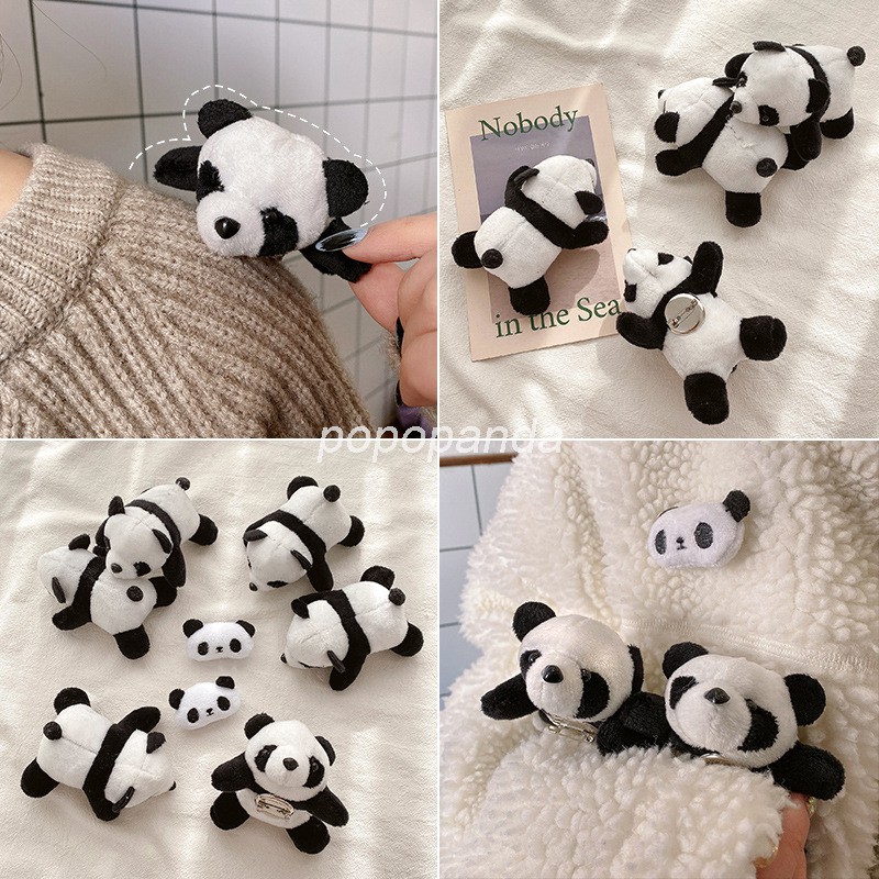 Khuy cài balo bằng bông siêu xinh hình gấu trúc panda dễ thương vô đối Popopanda