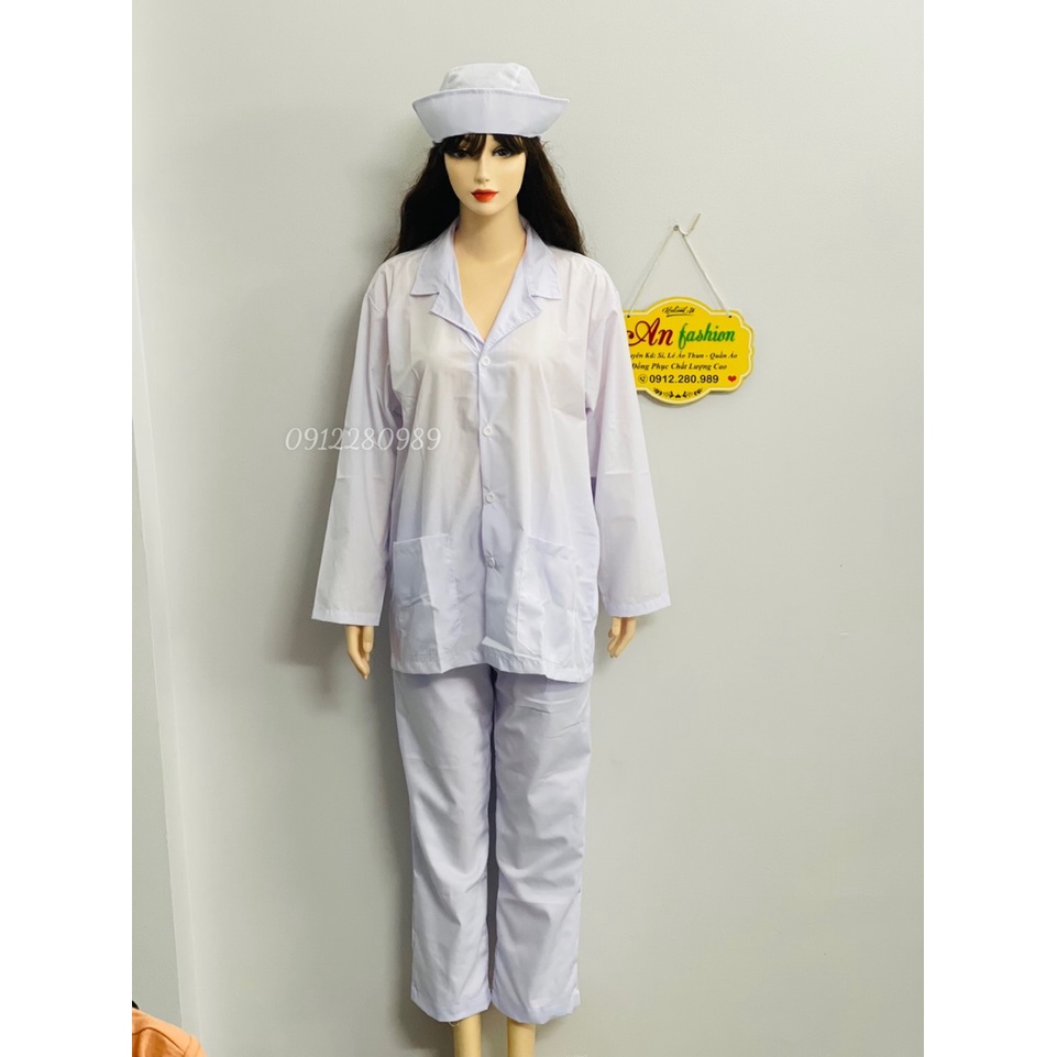 Áo Blouse y tế nam nữ tay dài túi vuông _ Hình chụp thật