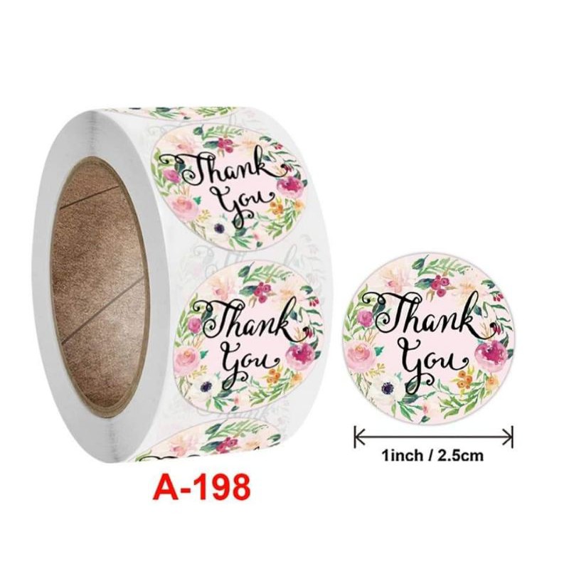 (1 Cuộn) 500 tem (sticker) trang trí thank you dán niêm phong hàng hóa, cảm ơn khách hàng