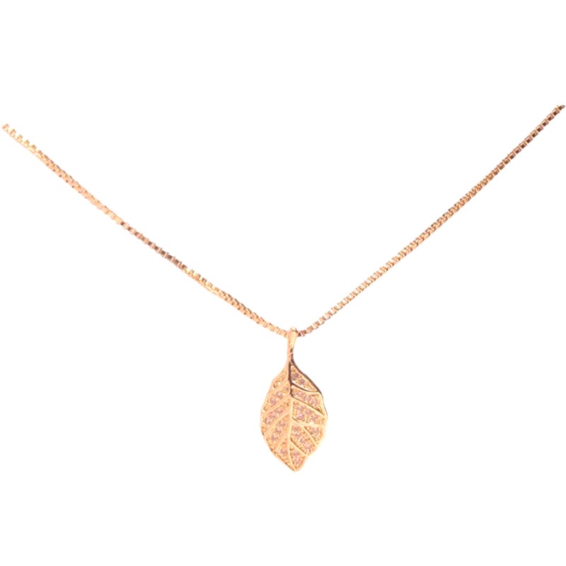Dây Chuyền Ngắn Bằng Thép Không Gỉ Mạ Vàng 18k Mặt Hình Chiếc Lá Dành Cho Nữ